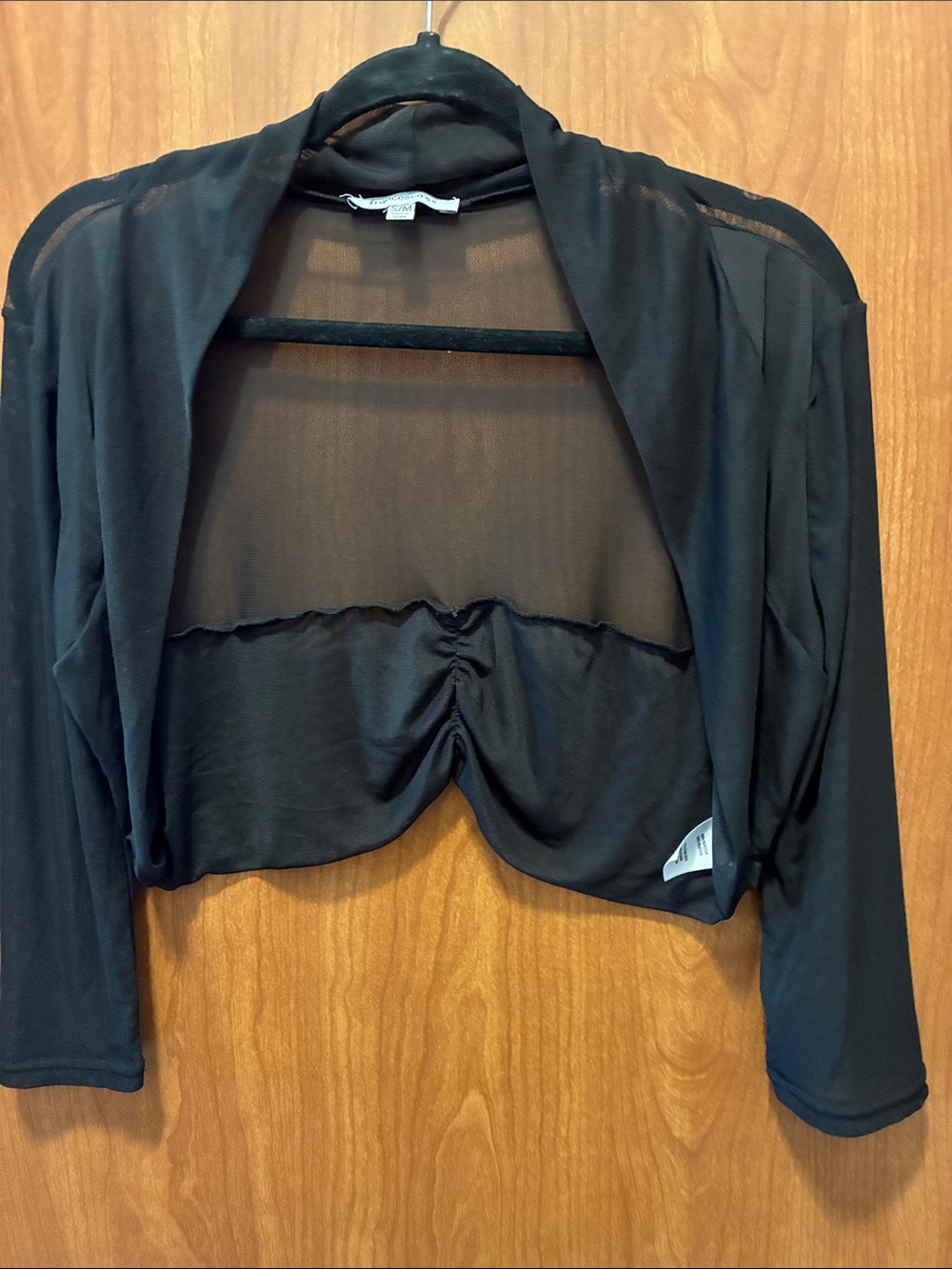Francesca's Collections Black Sheer Cropped Shrug